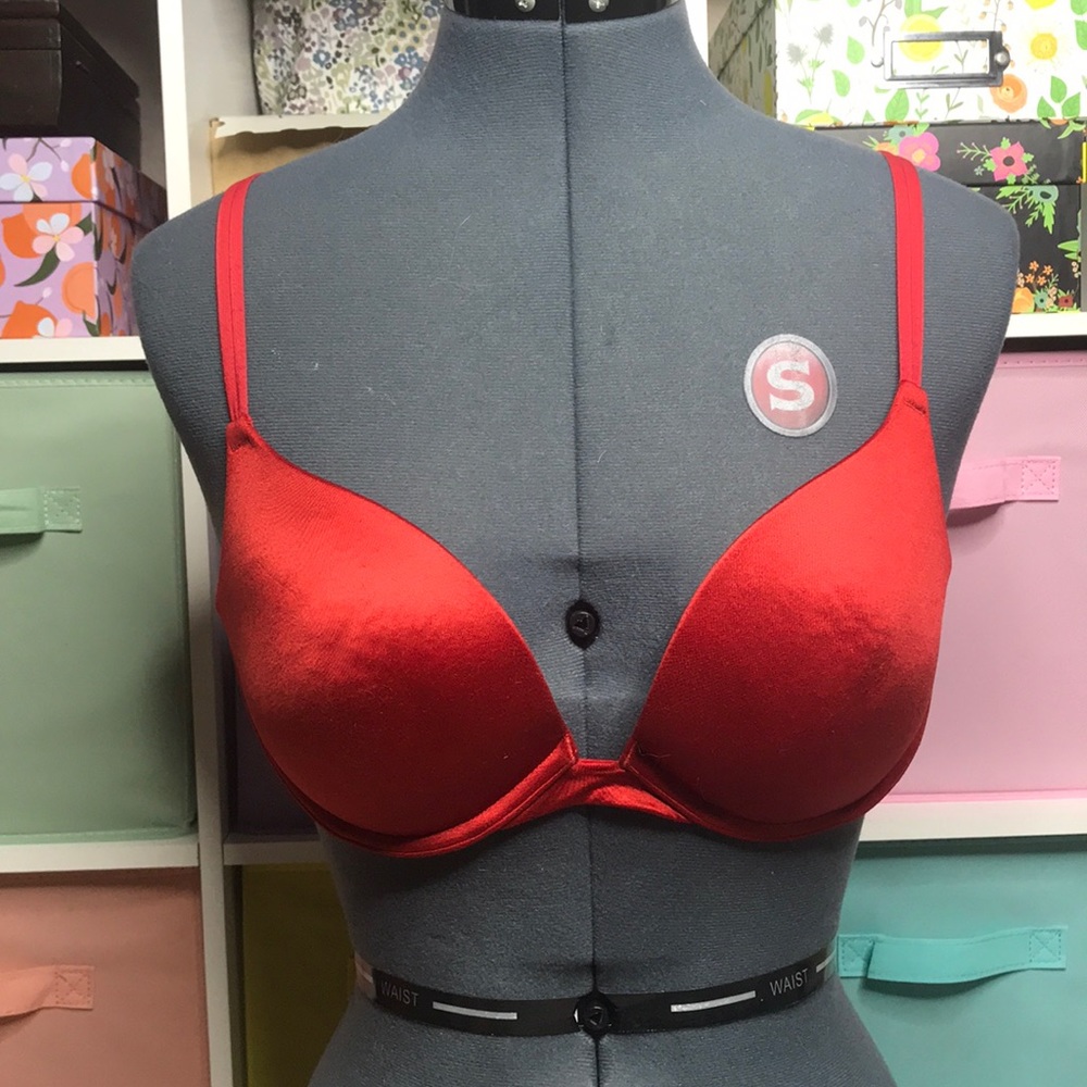 Red Victoria’s Secret Pink Push Up Bra 36C
